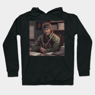 Solid Snake At A Desk Hoodie